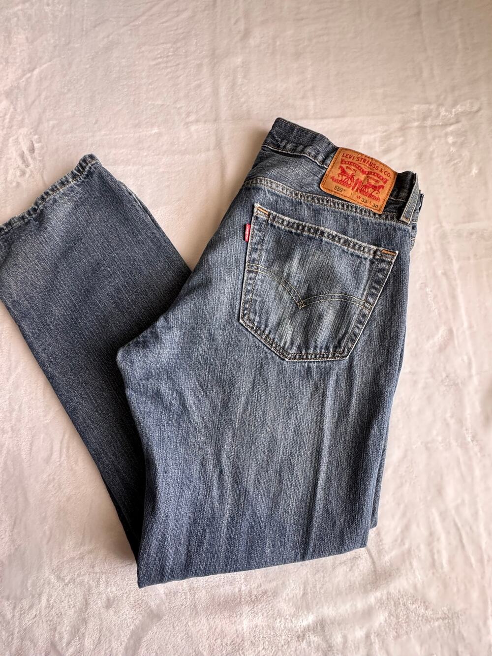 Levi Strauss & Co 559 Mens W33 L30 Blue Jeans Relaxed Straight Stretch Denim